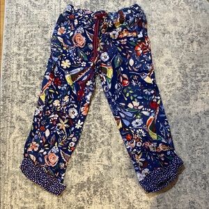 Anthropologie Eloise blue Floral bird Pajama bottoms